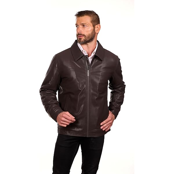 Perry Ellis Men's Lambskin Leather Zip Front Side Elastic Waist